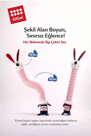 Crunchy Neck Serisi Sesli & Çıtırtılı Tavşan – Esneyen Boyunlu Peluş Köpek Oyuncağı - Küçük Irk & Yavru
