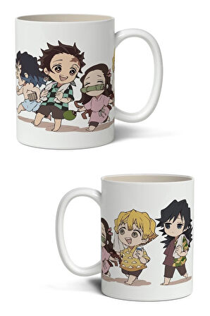 Demon Slayer Karakterleri Beyaz Kupa Bardak Arkadaşa Sevgiliye Hediye