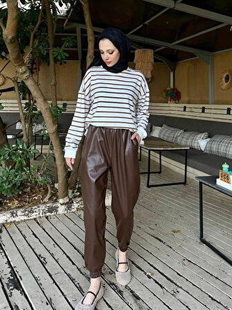 Viktor Lastikli Deri Pantolon TNS-4272