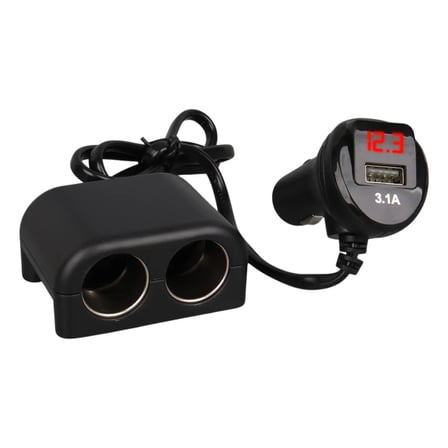 1641 12-24v Tek USB Gi̇ri̇şli̇ 120w 80cm Kablolu Di̇ji̇tal Voltaj Ekranli 2'Li̇ Araç Çakmak Çoklayici