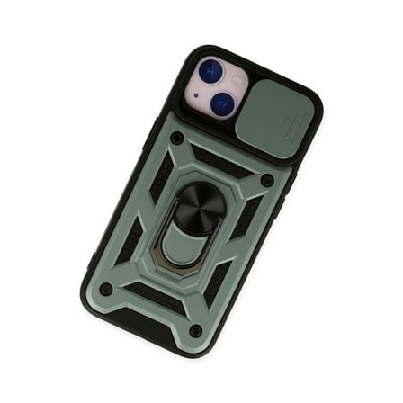 Apple iPhone 14 Kılıf Pars Lens Yüzüklü Silikon - Yeşil