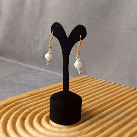 Uretti - Tuğba 9352 - 9455 El Yapımı Kristal Boncuk Detaylı İnci Küpe