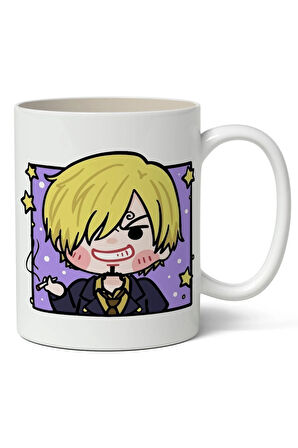 One Piece Sanji Cute Avatar Anime Temalı Beyaz Kupa Premium Bardak Porselen