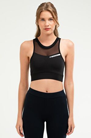 Speedlife Siyah Slim Fit Likralı Bisiklet Yaka Kadın Sporcu Sütyeni Bra SF0505 | M