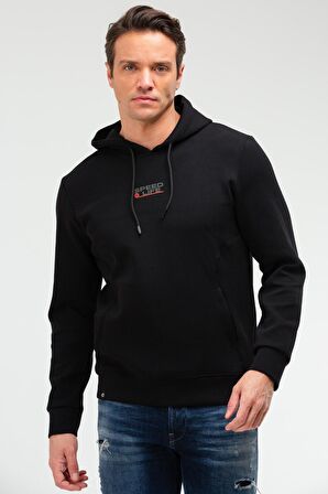 Speedlife Siyah Regular Pamuklu Kapüşonlu Erkek Sweatshirt XC2209 | S