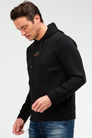 Speedlife Siyah Regular Pamuklu Kapüşonlu Erkek Sweatshirt XC2209 | S