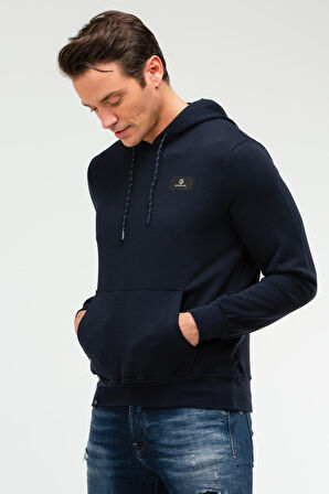 Speedlife Lacivert Regular Pamuklu Kanguru Cep Kapüşonlu Erkek Sweatshirt XC2236 | S