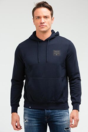 Speedlife Lacivert Regular Pamuklu Kanguru Cep Kapüşonlu Erkek Sweatshirt XC2237 | S