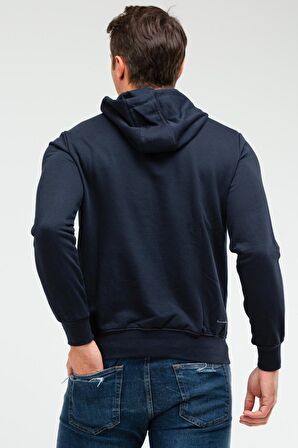 Speedlife Lacivert Regular Pamuklu Kanguru Cep Kapüşonlu Erkek Sweatshirt XC2237 | S