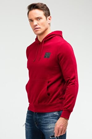 Speedlife Bordo Regular Pamuklu Kanguru Cep Kapüşonlu Erkek Sweatshirt XC2237 | XL