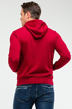 Speedlife Bordo Regular Pamuklu Kanguru Cep Kapüşonlu Erkek Sweatshirt XC2237 | XL