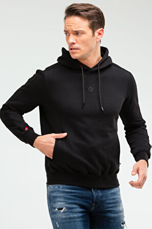 Speedlife Siyah Regular Pamuklu Kapüşonlu Erkek Sweatshirt XC2224 | S