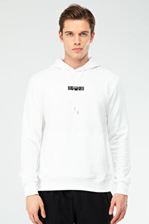 Speedlife Ekru Regular Pamuklu Kanguru Cep Kapüşonlu Erkek Sweatshirt XC2306 | XL