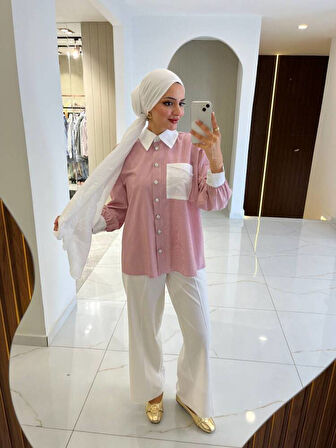 Cep Detaylı Çizgili  Basıc Gömlek GMK16035