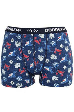 Erkek Çocuk Beyaz 6lı Pamuklu Desenli Boxer