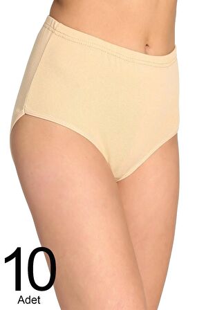 Kadın Ten 10'lu Paket Pamuklu Ribana Bato Külot