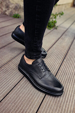 MN003 - DST Classica Pelle Di Cuoio Erkek Ayakkabı SIYAH