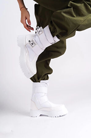 ELISA Cırt Cırtlı  Paraşüt Kumaş Rugan Kadın Bot RBT - Beyaz