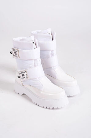 ELISA Cırt Cırtlı  Paraşüt Kumaş Rugan Kadın Bot RBT - Beyaz