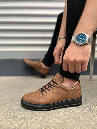 JY152 Cool Bağcıklı Cilt Erkek Günlük Spor Klasik Ayakkabı CST - Taba