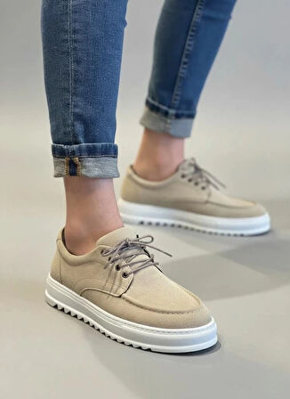 JY-T12x Arts Bağcıklı Süet Erkek Günlük Spor Klasik Ayakkabı SBT - Krem