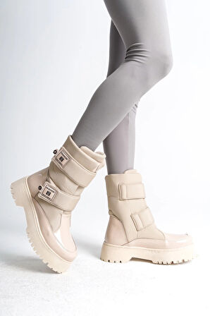 ELISA Cırt Cırtlı  Paraşüt Kumaş Rugan Kadın Bot RKT - Krem