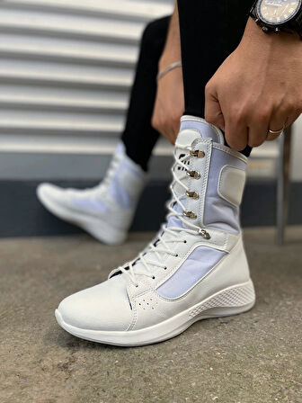 JY799 Verton Bağcıklı Ortopedik Taban Günlük Cilt Erkek Askeri Postal Bot CBT Beyaz