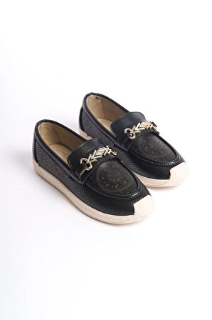 LILY Bağcıksız Ortopedik Rahat Taban Çiçek Desenli Kadın Babet Ayakkabı  CKT - Siyah