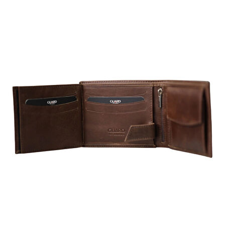 Guard Crazy Kahve Bozuk Para Bölmeli Deri Erkek Cüzdanı