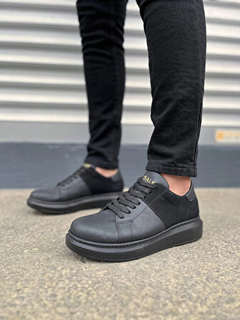 JY151 Boost Bağcıklı Cilt Süet Erkek Günlük Sneaker Ayakkabı CSST - Siyah
