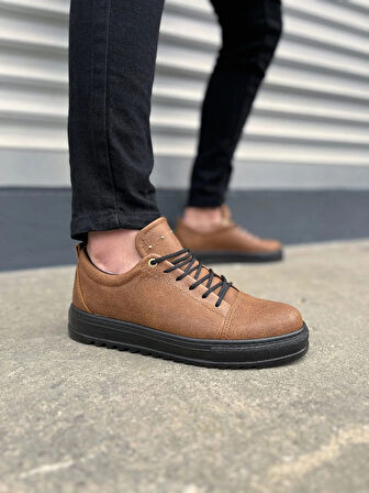 JY152 Cool Bağcıklı Cilt Erkek Günlük Spor Klasik Ayakkabı CST - Taba