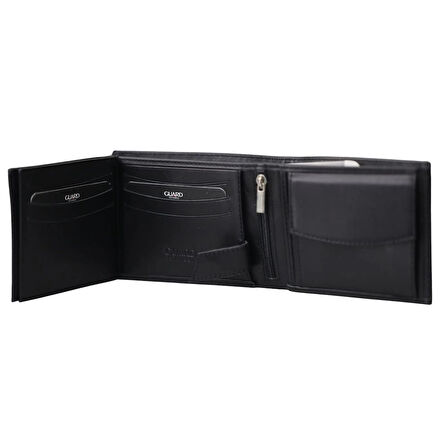 Guard Siyah Temi Bozuk Para Bölmeli Deri Erkek Cüzdanı