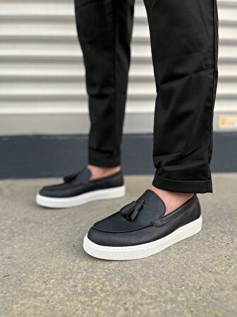 JY153 Bloom Bağcıksız Püsküllü Cilt Erkek Günlük Spor Klasik Ayakkabı CBT - Siyah