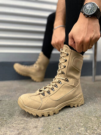 JY999 Strike Bağcıklı Ortopedik Taban Günlük Süet Erkek Askeri Postal Bot SKT Kum