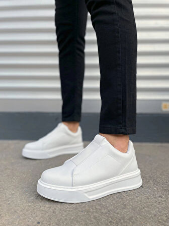 JY007 Alba Bağcıksız Cilt Erkek Günlük Sneaker Ayakkabı CBT Beyaz