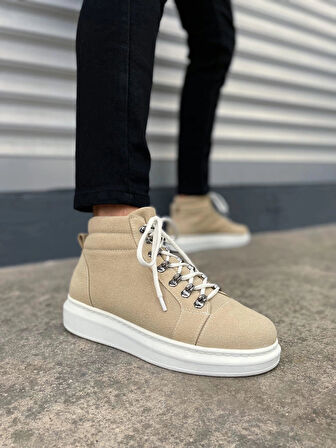 JY206 Ottawa Bağcıklı Ortopedik Taban Süet Erkek Spor Bot SBT - Krem