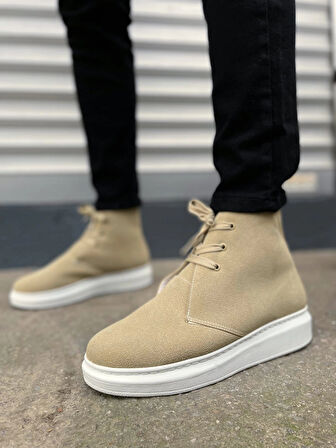 JY207 Oslo Bağcıklı Ortopedik Taban Süet Erkek Spor Bot SBT - Krem