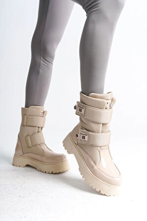 ELISA Cırt Cırtlı  Paraşüt Kumaş Rugan Kadın Bot RKT - Krem