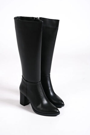 FIORELLA Bağcıksız Fermuarlı Ortopedik Taban Kadın Çizme CST - Siyah