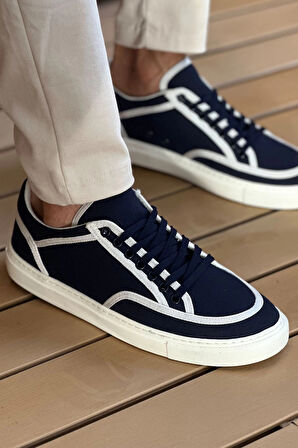 MN2505 - Keten Erkek Ayakkabı Lacivert Beyaz