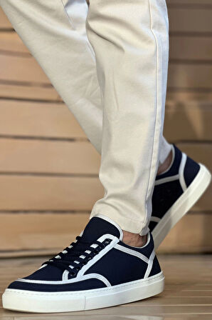 MN2505 - Keten Erkek Ayakkabı Lacivert Beyaz