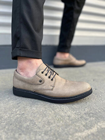 JY0610 Clasico Bağcıklı Cilt Erkek Günlük Klasik Ayakkabı CST - Gri