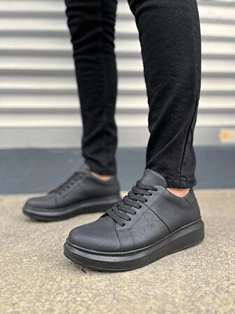 JY151 Boost Bağcıklı Cilt Erkek Günlük Sneaker Ayakkabı CST - Siyah
