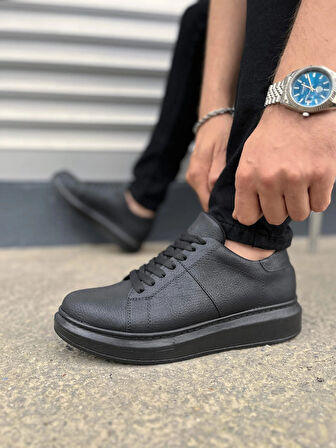 JY151 Boost Bağcıklı Cilt Erkek Günlük Sneaker Ayakkabı CST - Siyah