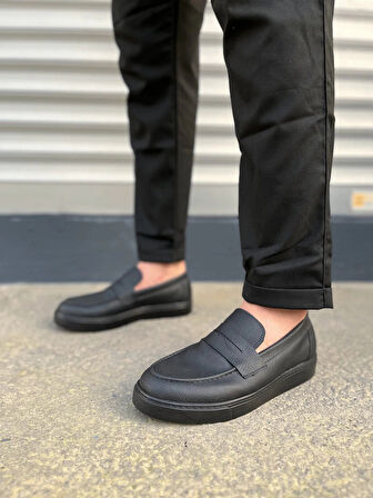 JY180 Estilo X Bağcıksız Cilt Erkek Günlük Spor Klasik Ayakkabı CST - Siyah