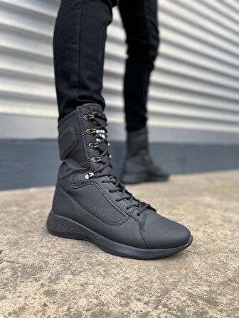 JY799 Verton Bağcıklı Ortopedik Taban Günlük Cilt Erkek Askeri Postal Bot CST Siyah