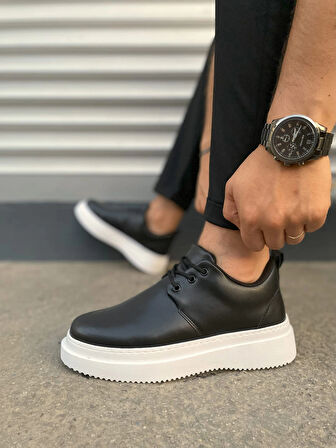 JY03 Luxor Bağcıklı Cilt Erkek Günlük Spor Klasik Ayakkabı CBT - Siyah