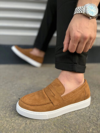 JY180 Estilo X Bağcıksız Süet Erkek Günlük Spor Klasik Ayakkabı SBT - Taba