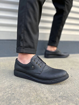 JY0610 Clasico Bağcıklı Cilt Erkek Günlük Klasik Ayakkabı CST - Mat Siyah