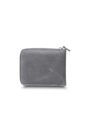 Guard Antik Gri Fermuarlı Yatay Mini Deri Cüzdan